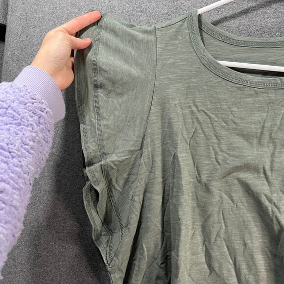 Candace Cameron Bure Breezy Cotton Flutter-Sleeve Top Olive Ash Size Medium - Picture 8 of 8